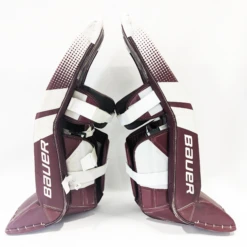 Bauer Supreme Ultrasonic - Used Pro Stock Goalie Leg Pads (Maroon/White) -Hockey Specialty Shop COL2