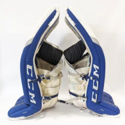 CCM Extreme Flex 5 - Used NCAA Pro Stock Goalie Pads (White/Blue) 6 CCM Extreme Flex 5 - Used NCAA Pro Stock Goalie Pads (White/Blue) -Hockey Specialty Shop EF5Bl3