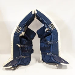 Reebok XLT- Used Pro Stock Goalie Pads (White/Gold) -Hockey Specialty Shop GOAL114B3