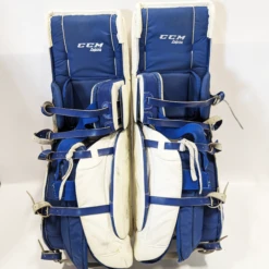 CCM Extreme Flex III - Used Pro Stock Goalie Pads White/Blue/Red) -Hockey Specialty Shop PAD042B2