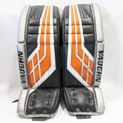 Vaughn Velocity VE8 - Used NCAA Pro Stock Goalie Pads (Black/Orange/Grey)
