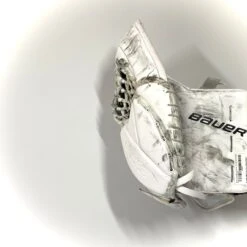 Bauer Supreme UltraSonic - Used Pro Stock Full Right Goalie Glove (White) -Hockey Specialty Shop Photo2023 04 27 42928PM scaled