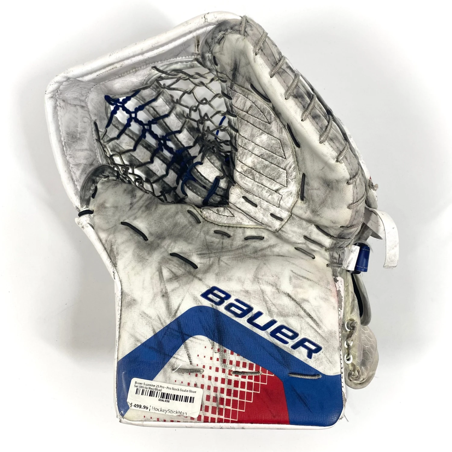 Bauer Supreme 2S Pro - Used Pro Stock Goalie Glove (White/Red/Blue) 1 Bauer Supreme 2S Pro - Used Pro Stock Goalie Glove (White/Red/Blue)