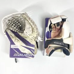 Bauer Supreme 2S Pro - Used Pro Stock Goalie Pads - Full Set (White/Purple/Black) 18 Bauer Supreme 2S Pro - Used Pro Stock Goalie Pads - Full Set (White/Purple/Black) -Hockey Specialty Shop Photo2023 05 04 125740PM scaled