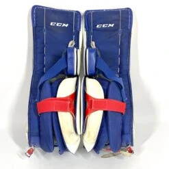 CCM Extreme Flex IV - Used Pro Stock Goalie Pads - Full Set (White/Blue/Red) -Hockey Specialty Shop Photo2023 05 04 43516PM scaled