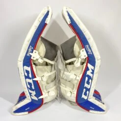 CCM Extreme Flex III - Used Pro Stock Goalie Pads - Full Set (White/Blue/Red) -Hockey Specialty Shop Photo2023 05 05 21928PM scaled