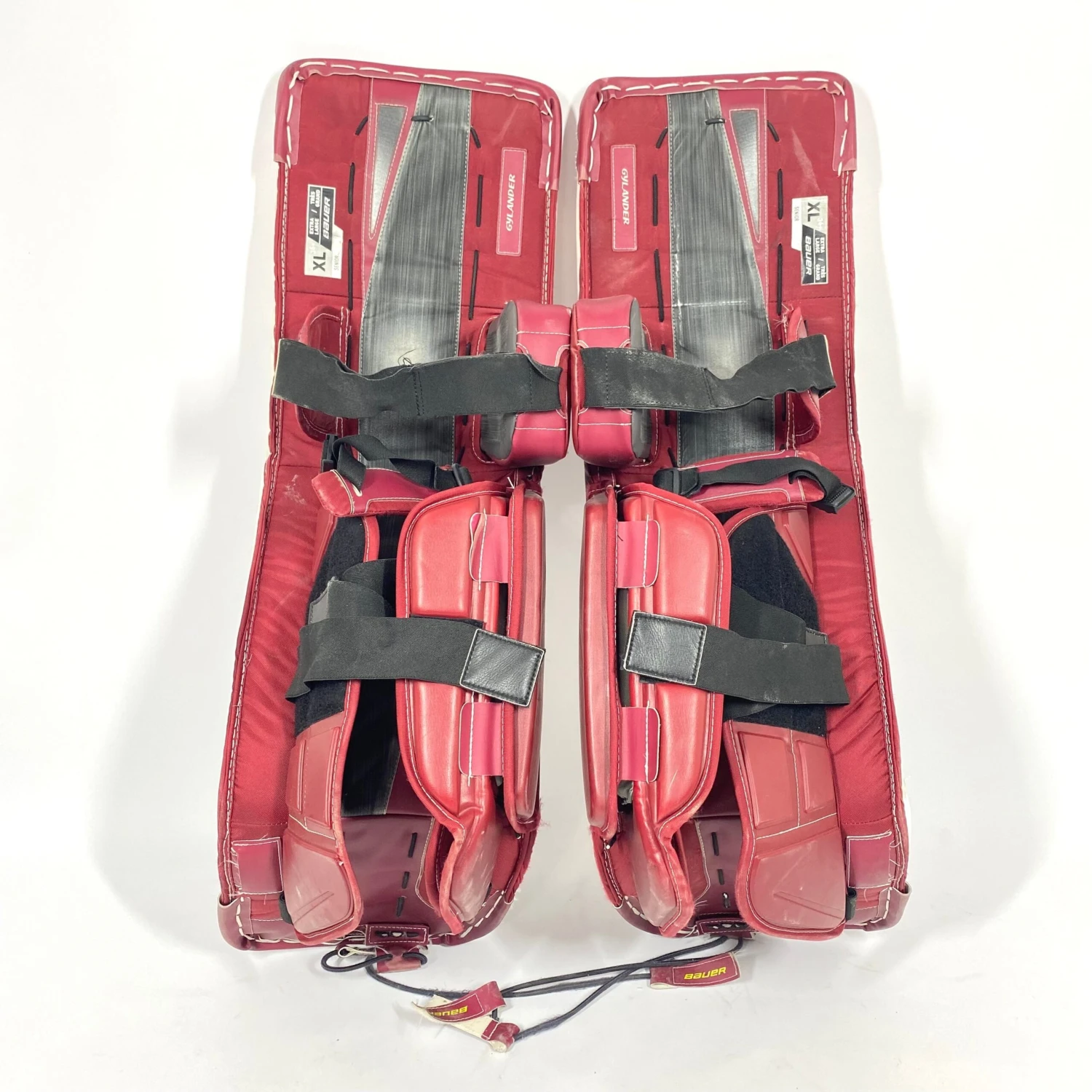 Bauer Vapor Hyperlite - Used Pro Stock Senior Goalie Pads (Maroon/White) 4 Bauer Vapor Hyperlite - Used Pro Stock Senior Goalie Pads (Maroon/White) - Image 4