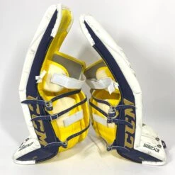 CCM Extreme Flex 4 - Used NCAA Pro Stock Senior Goalie Pads (White/Gold) 8 CCM Extreme Flex 4 - Used NCAA Pro Stock Senior Goalie Pads (White/Gold) -Hockey Specialty Shop Photo2023 05 24 121529PM scaled