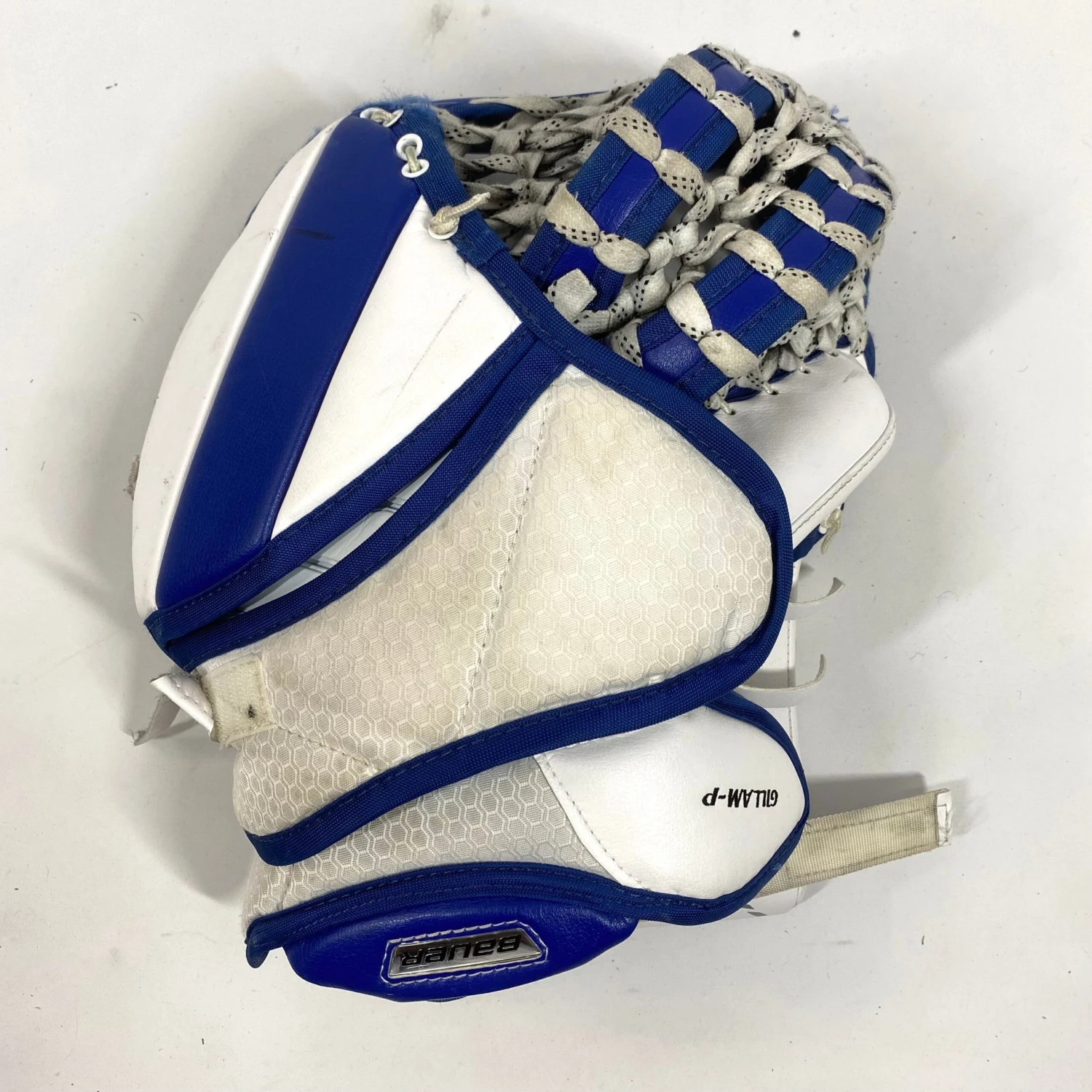 Bauer Supreme Ultrasonic - Used Pro Stock Goalie Glove - (Blue/White) 3 Bauer Supreme Ultrasonic - Used Pro Stock Goalie Glove - (Blue/White) - Image 3
