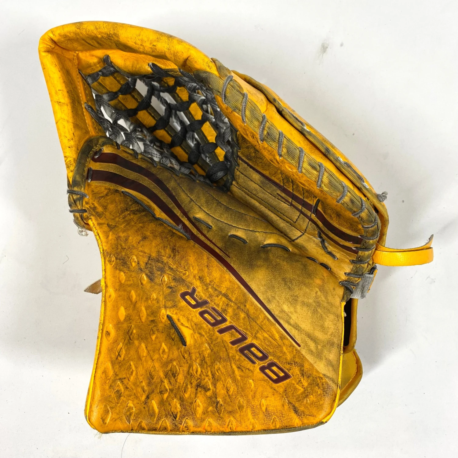 Bauer Vapor 2X Pro - Used Pro Stock Goalie Glove (Yellow/Red) 1 Bauer Vapor 2X Pro - Used Pro Stock Goalie Glove (Yellow/Red)