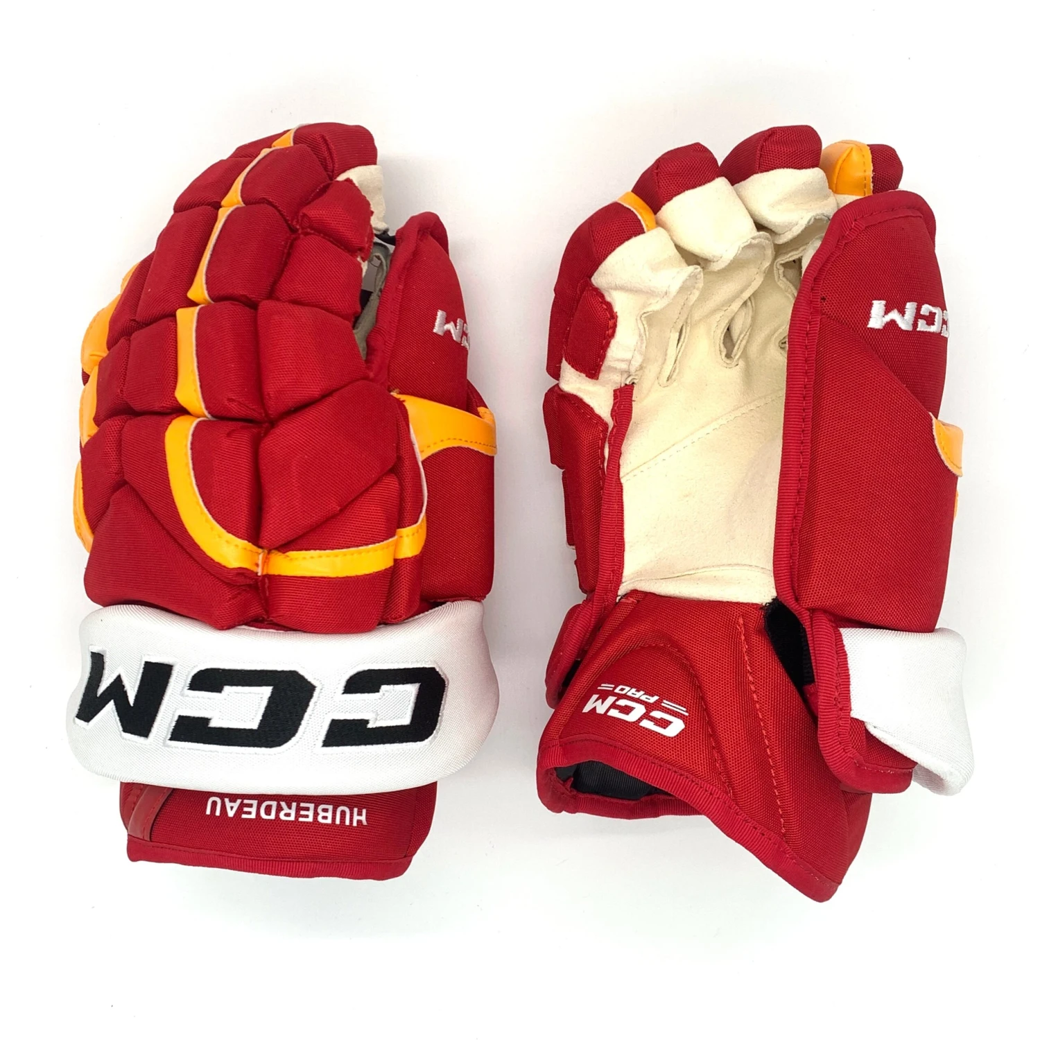 CCM HG12 - NHL Pro Stock Glove - Johnathan Huberdeau (Red/Yellow/White) 1 CCM HG12 - NHL Pro Stock Glove - Johnathan Huberdeau (Red/Yellow/White)