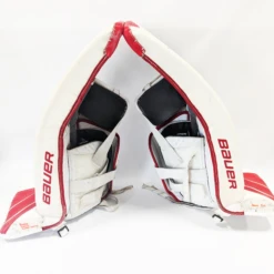 Bauer Supreme Ultrasonic - Used OHL Goalie Leg Pads (Red/White) -Hockey Specialty Shop RWUSonic4