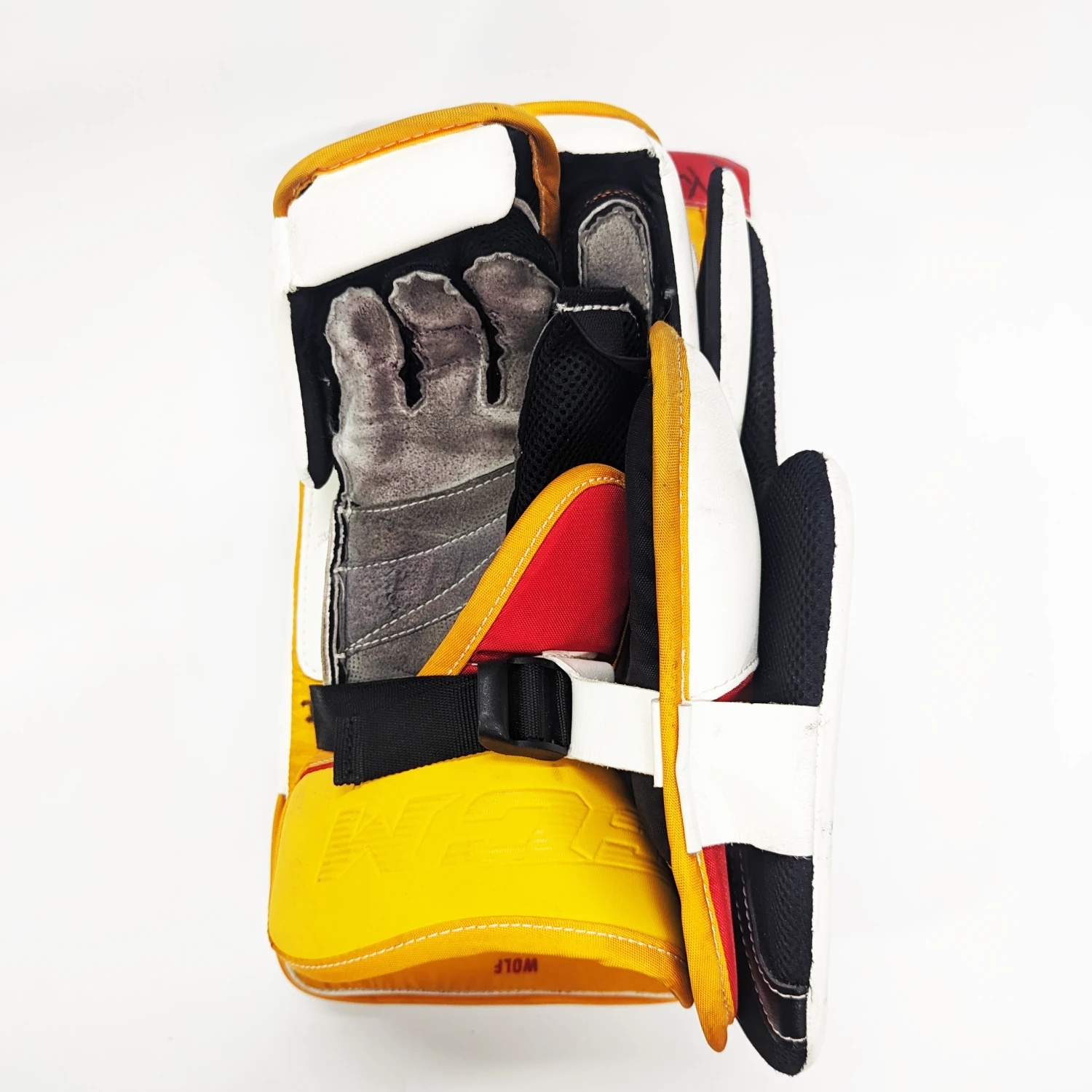 CCM Extreme Flex 5 - Used AHL Pro Stock Goalie Pads (White/Red/Yellow) 10 CCM Extreme Flex 5 - Used AHL Pro Stock Goalie Pads (White/Red/Yellow) - Image 10